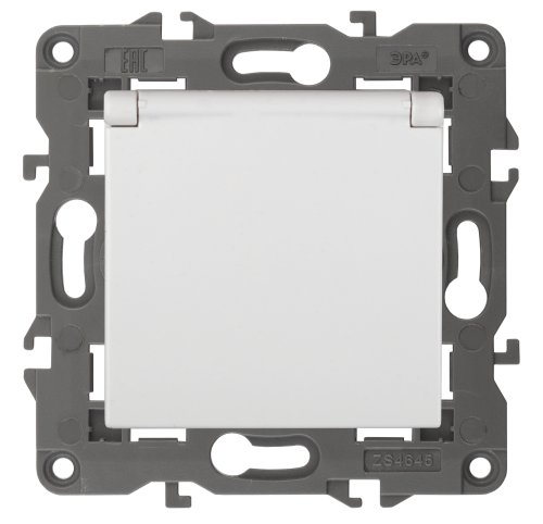 Розетка с заземлением без рамки Эра Elegance 1-м. крышка шторки белый фото Розетка с заземлением без рамки Эра Elegance 1-м. крышка шторки белый картинка